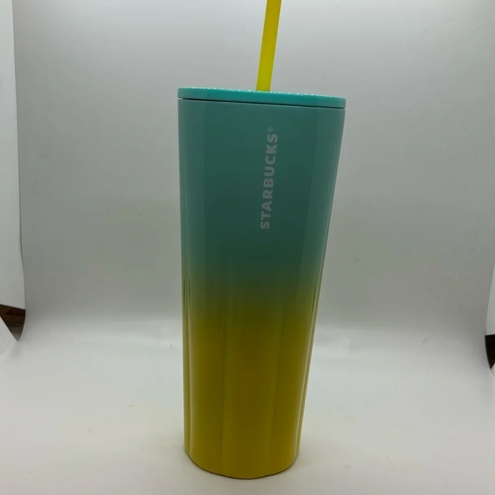 Starbucks Blue and Yellow Ombre Stainless Steel 24oz Cold Cup 2021